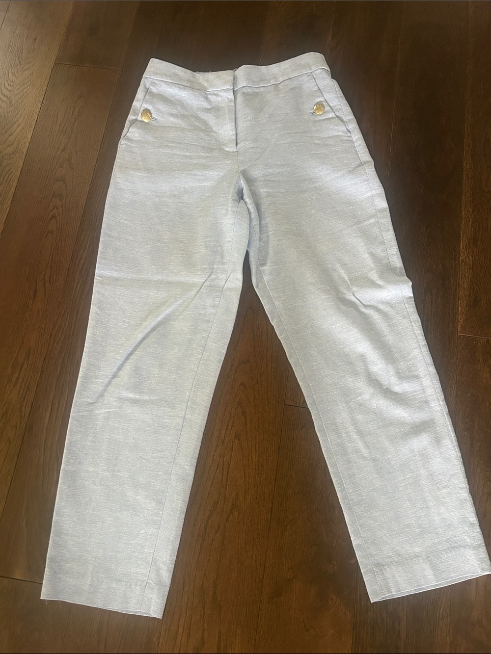 J. Crew Light Blue Ankle Pants with Gold Buttons